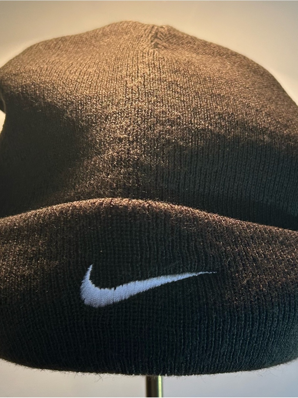 Nike Dark Green Knit Beanie with White Swoosh - One Size